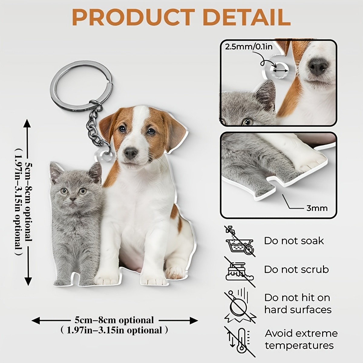 Industrial Laser Marker - Personalized Custom-Cut colorful Photo Keychain, Acrylic