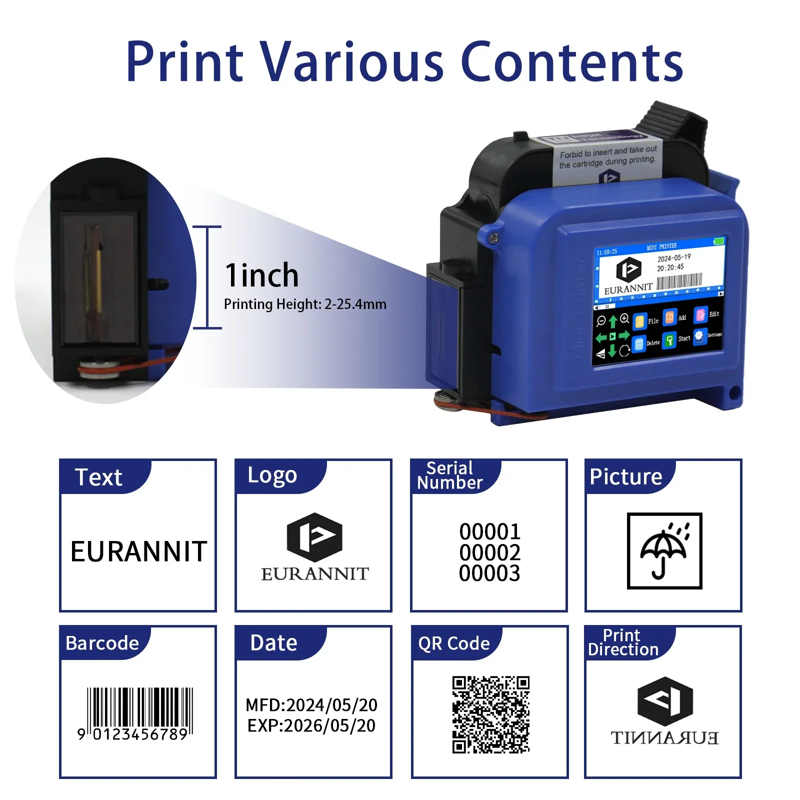 EURANNIT E11 25.4mm/1 inch Por - đánh giá và giá Industrial Laser Printing Machine